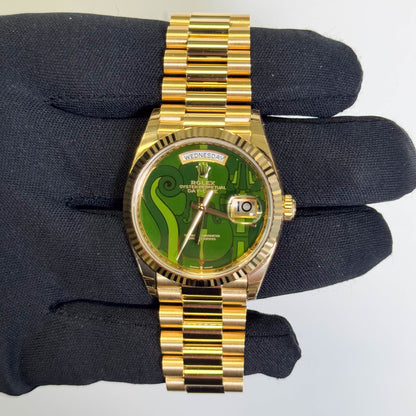 Rolex Day-Date 36mm Green Dial Watch Ref# 128238