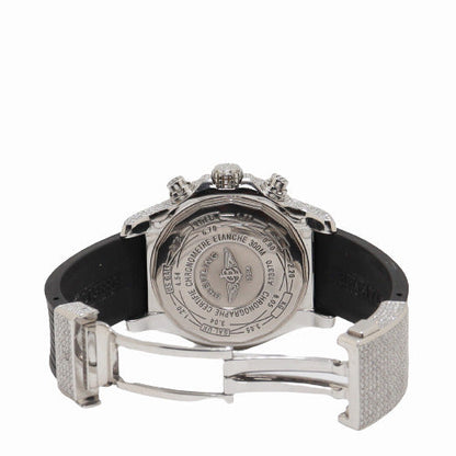 Breitling Mens Super Avenger Custom Iced Out Stainless Steel 48mm Black Chronograph Dial Watch Reference# A13370 - Happy Jewelers Fine Jewelry Lifetime Warranty