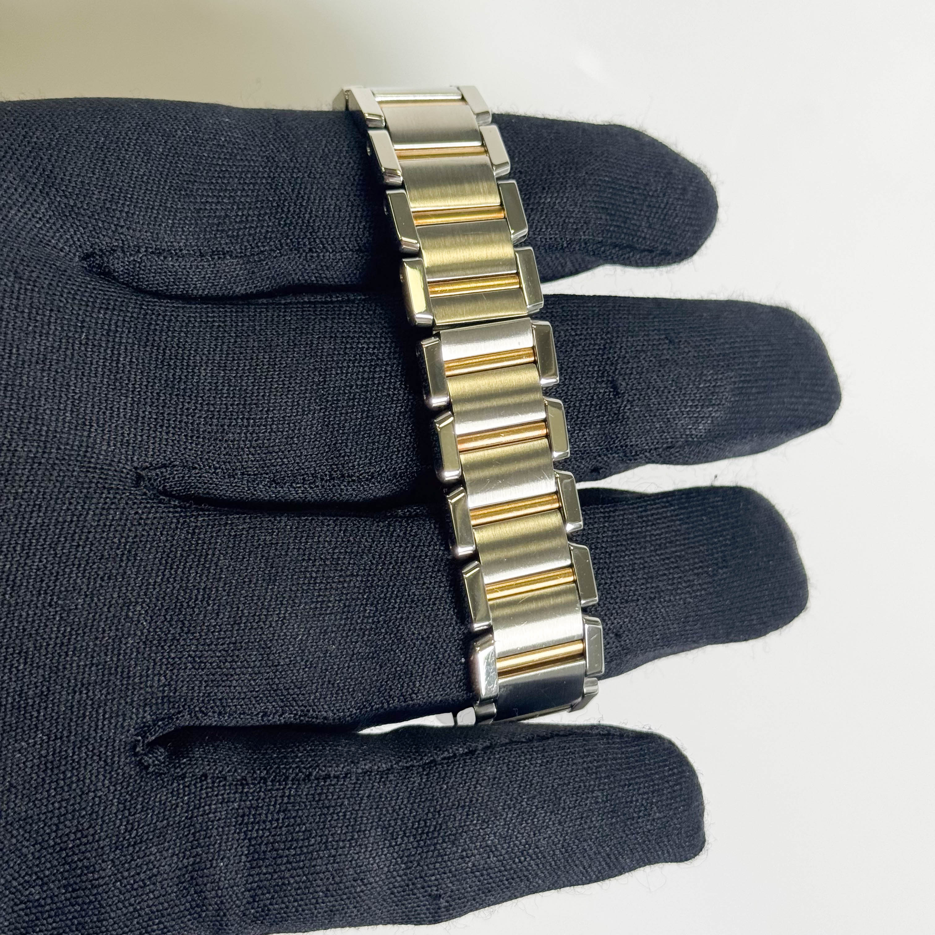Cartier Tank Two-Tone Yellow Gold & Steel 25x20mm White Dial Watch Ref# W51007Q4 - Happy Jewelers Fine Jewelry Lifetime Warranty