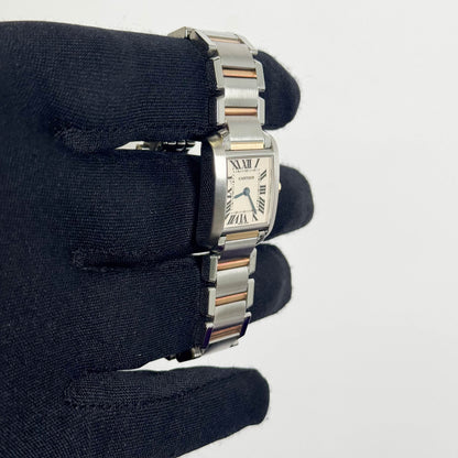 Cartier Tank Two-Tone Yellow Gold & Steel 25x20mm White Dial Watch Ref# W51007Q4 - Happy Jewelers Fine Jewelry Lifetime Warranty