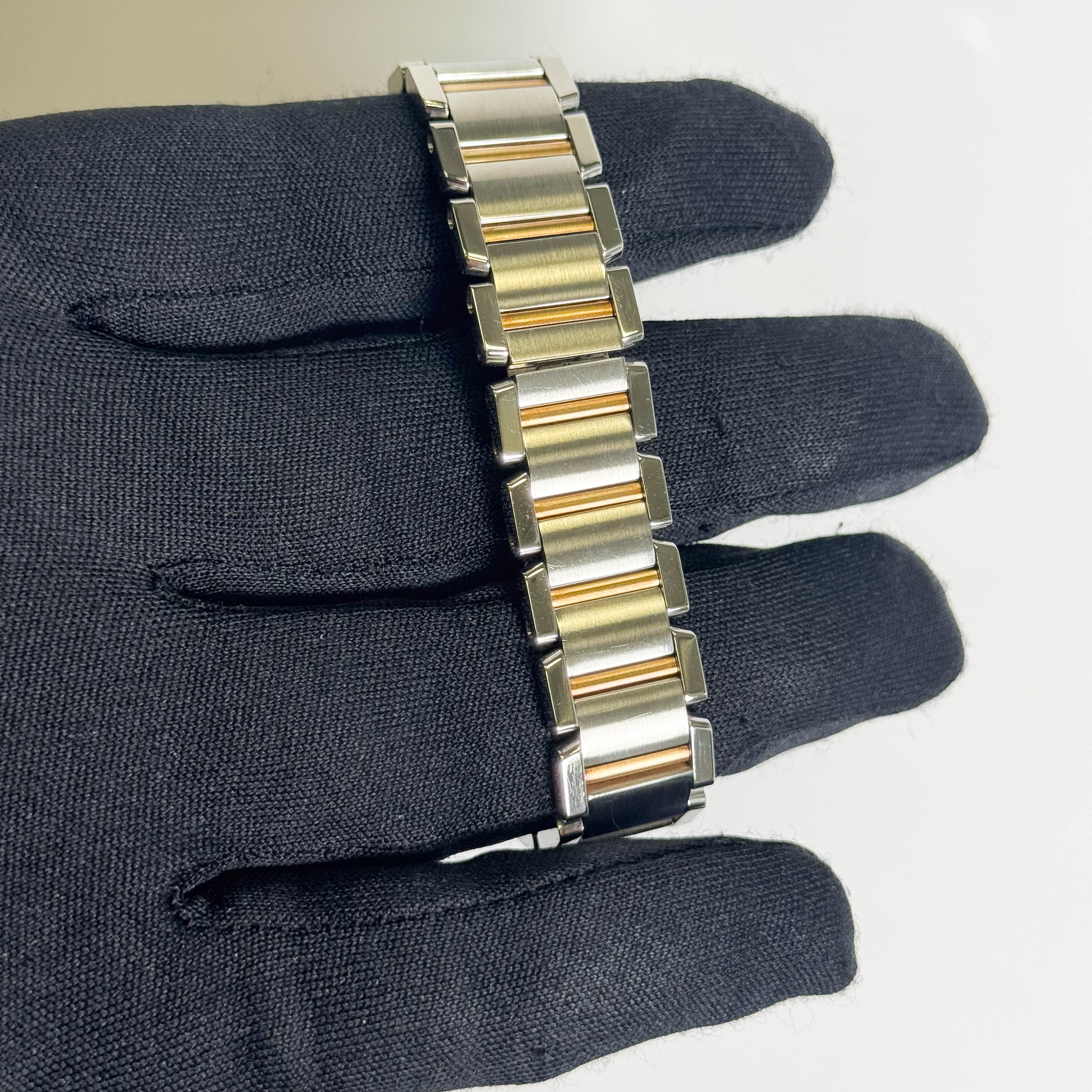 Cartier Tank Two-Tone Yellow Gold & Steel 25x20mm White Dial Watch Ref# W51007Q4 - Happy Jewelers Fine Jewelry Lifetime Warranty