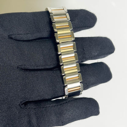 Cartier Tank Two-Tone Yellow Gold & Steel 25x20mm White Dial Watch Ref# W51007Q4 - Happy Jewelers Fine Jewelry Lifetime Warranty