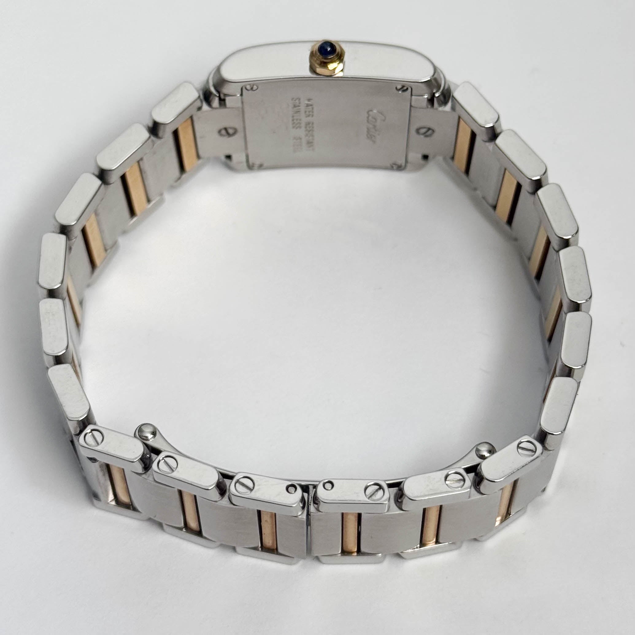 Cartier Tank Two-Tone Yellow Gold & Steel 25x20mm White Dial Watch Ref# W51007Q4 - Happy Jewelers Fine Jewelry Lifetime Warranty