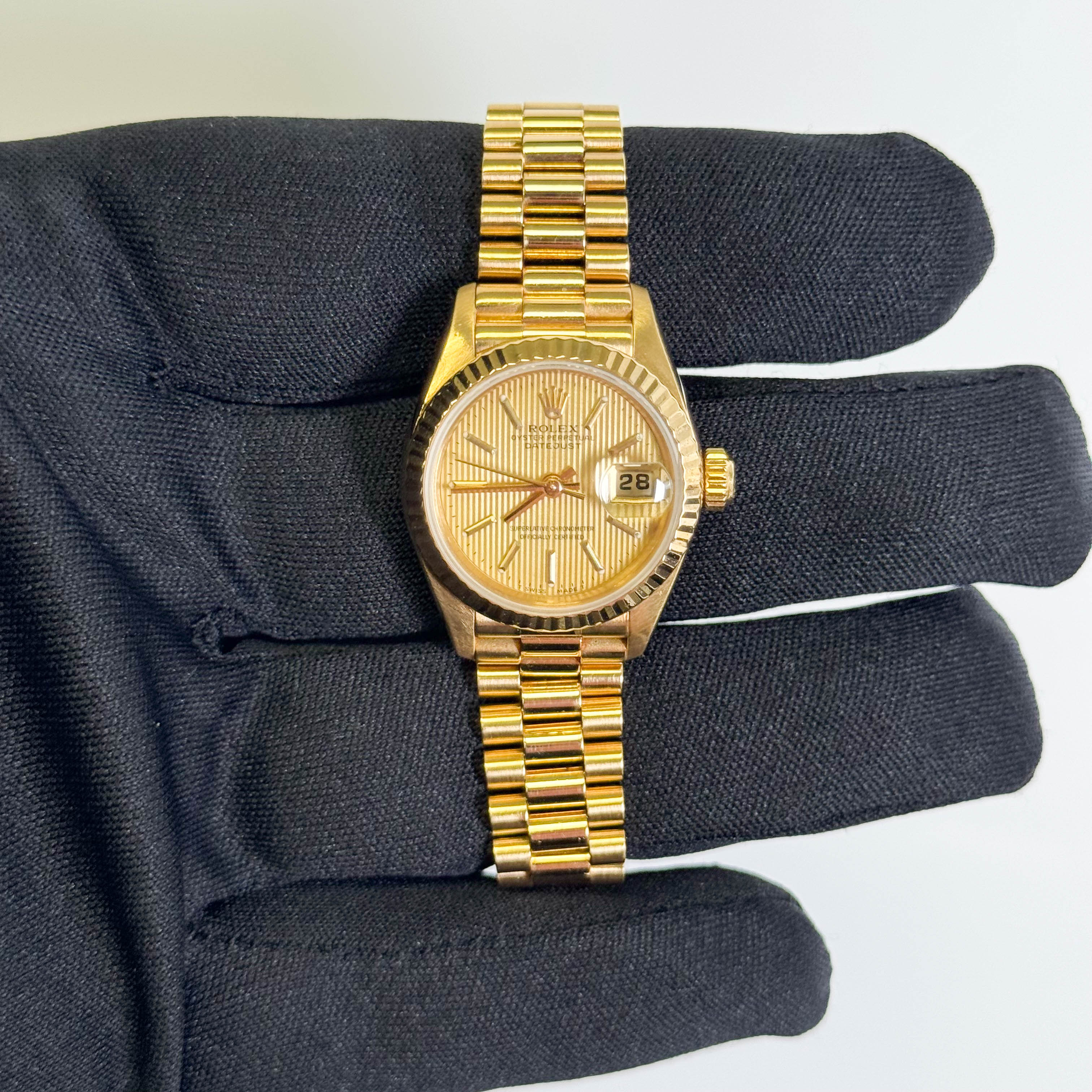 Rolex Datejust 26mm Champagne Tapestry Dial Watch Ref# 69178