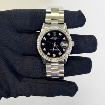 Rolex Perpetual Date 34mm Black Dial Watch Ref# 15210