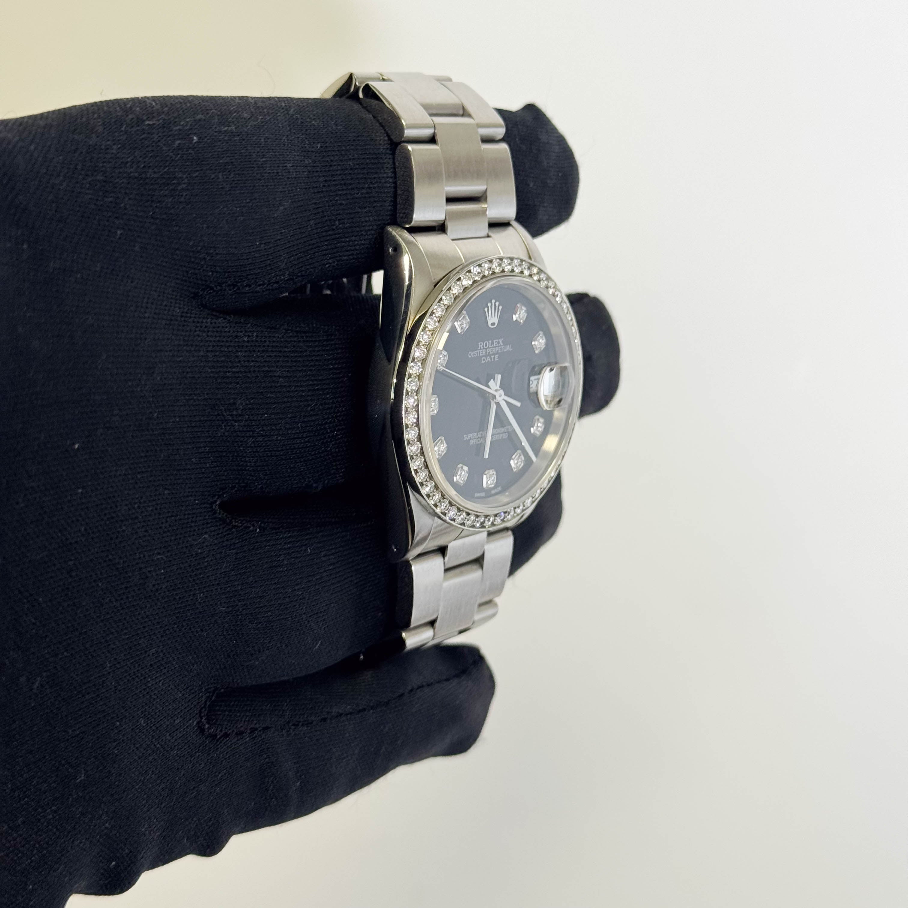 Rolex Perpetual Date 34mm Black Dial Watch Ref# 15210 – Happy Jewelers