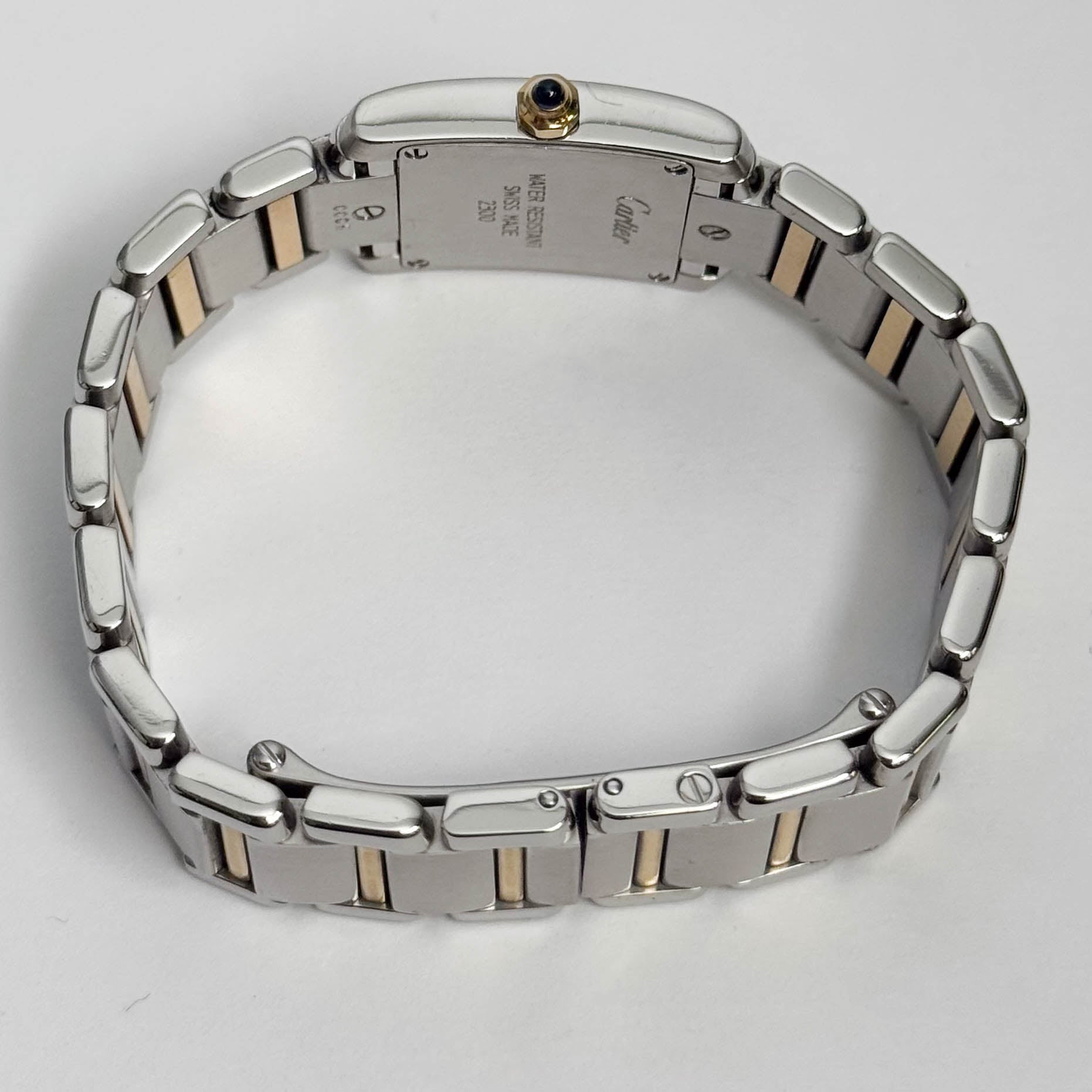 Cartier Tank Two-Tone Yellow Gold & Steel 25x20mm White Dial Watch Ref# W51007Q4 - Happy Jewelers Fine Jewelry Lifetime Warranty