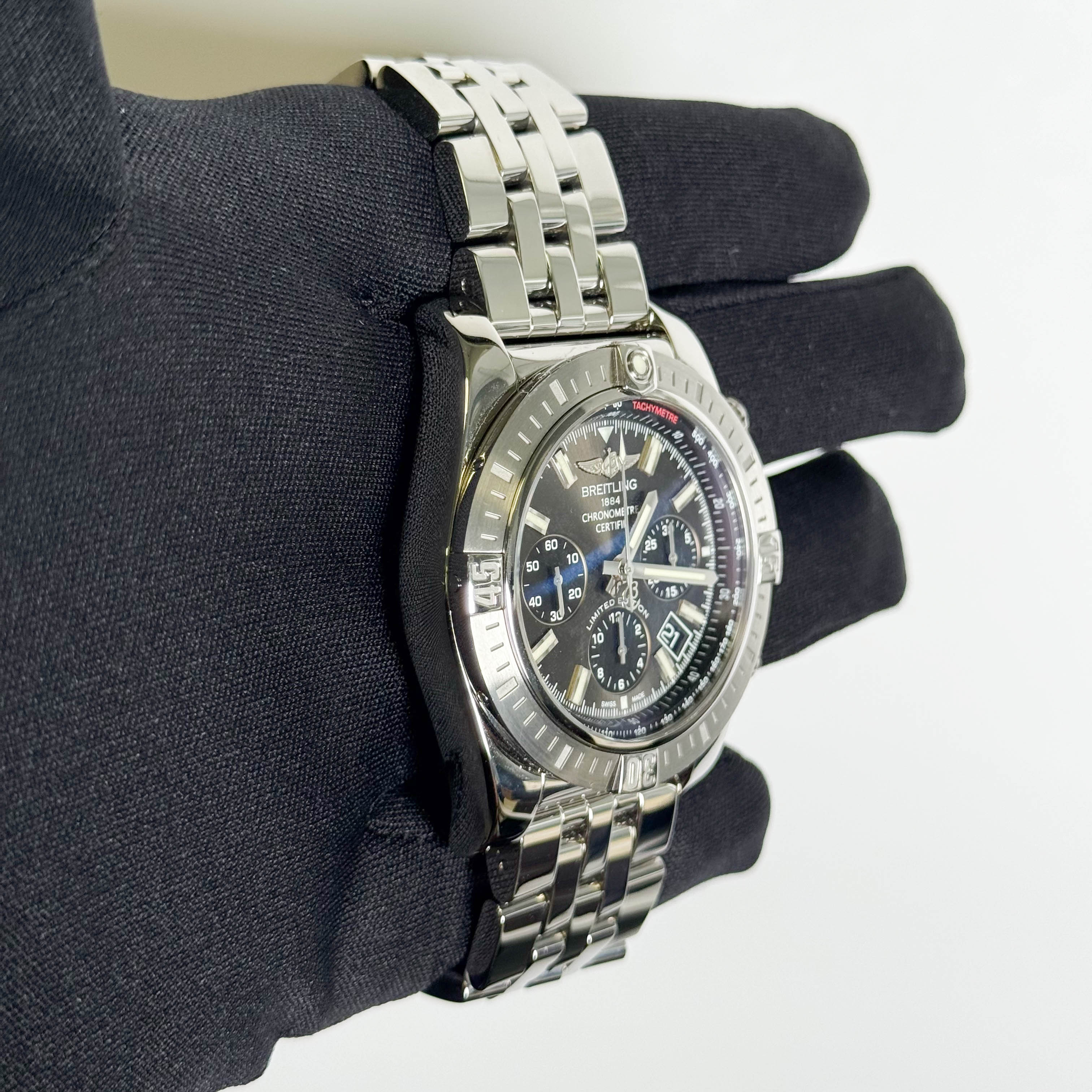 Breitling Chronomat 44mm Grey Dial Watch Ref# AB0115101F1A1 - Happy Jewelers Fine Jewelry Lifetime Warranty