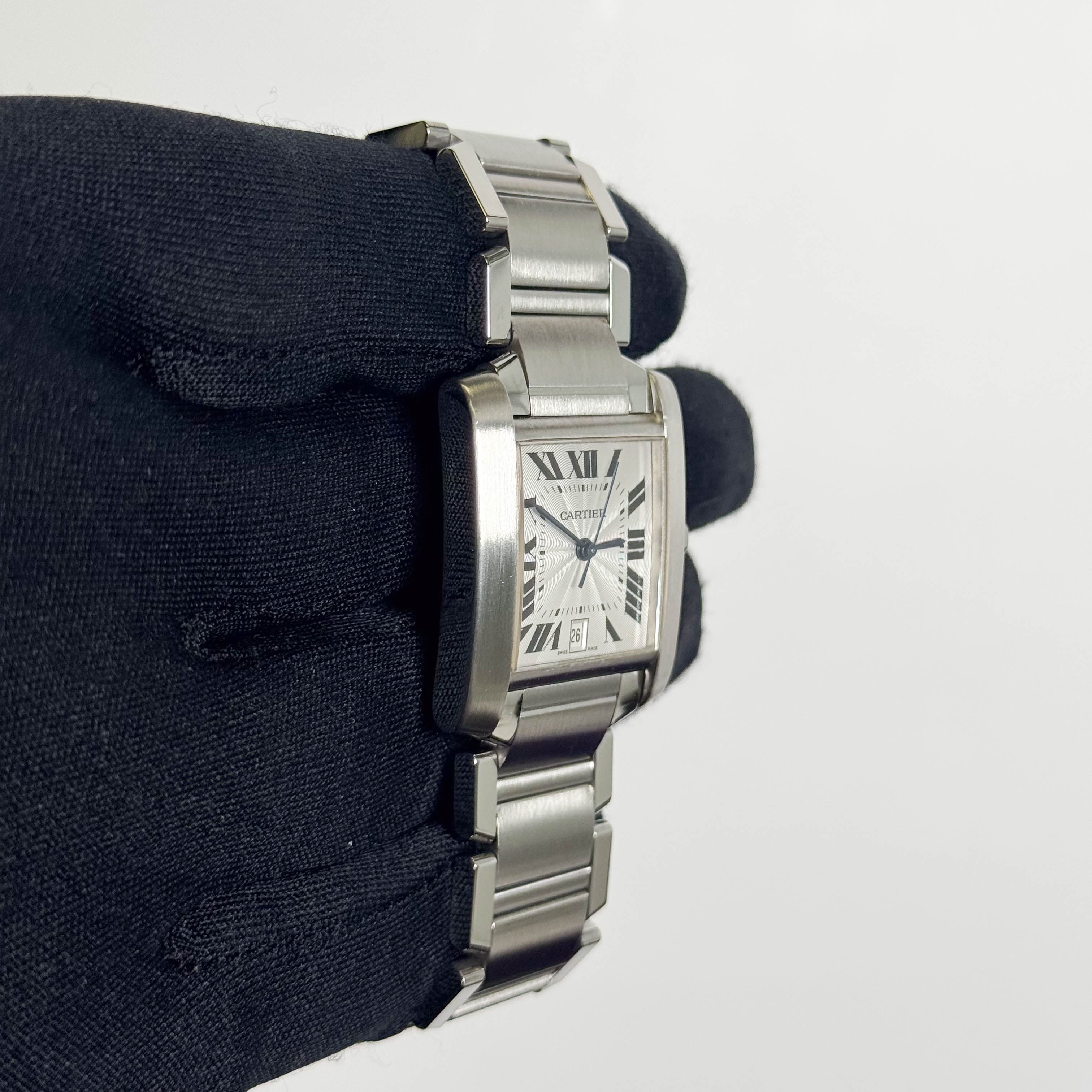 Cartier Tank Française Stainless Steel 28mm White Dial Watch Ref# W51002Q3 - Happy Jewelers Fine Jewelry Lifetime Warranty