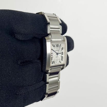 Cartier Tank Française Stainless Steel 28mm White Dial Watch Ref# W51002Q3 - Happy Jewelers Fine Jewelry Lifetime Warranty