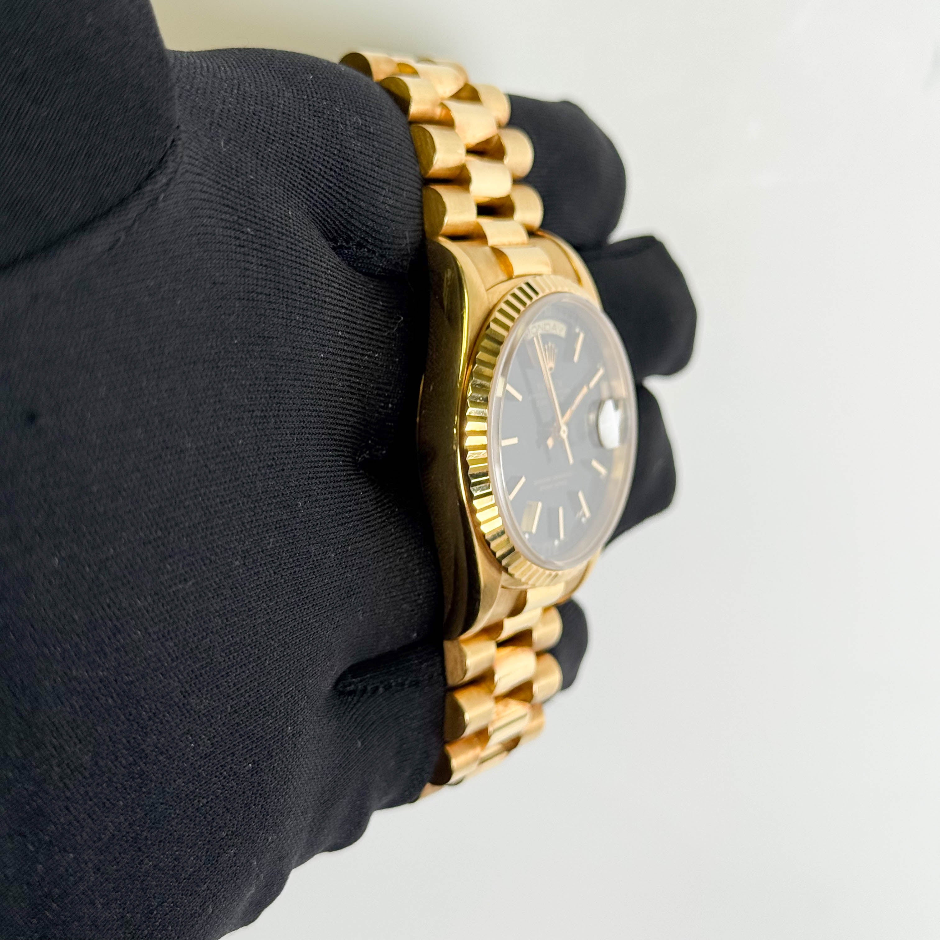 Rolex Day-Date 36mm Black Dial Watch Ref# 18238 – Happy Jewelers