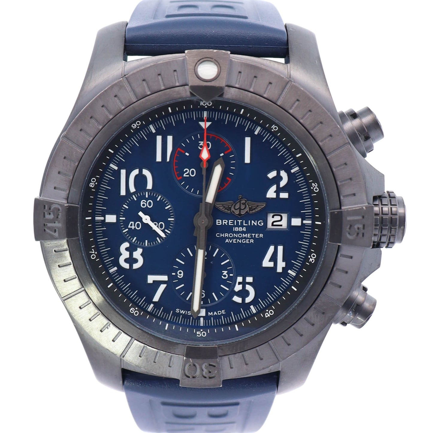 Breitling Super Avenger Night Mission 48mm DLC Coated Titanium Blue Chronograph Dial Watch Reference#  V13375101C1X1 - Happy Jewelers Fine Jewelry Lifetime Warranty