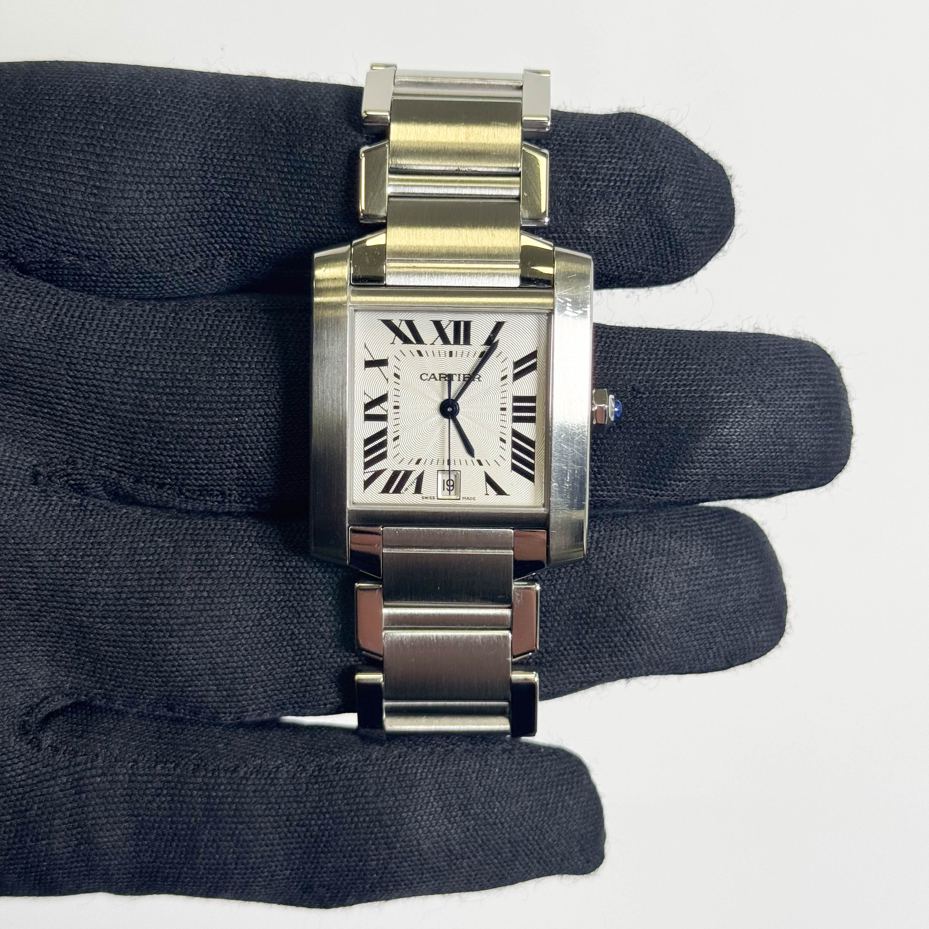 Cartier Tank Française Stainless Steel 28mm White Dial Watch Ref# W51002Q3 - Happy Jewelers Fine Jewelry Lifetime Warranty