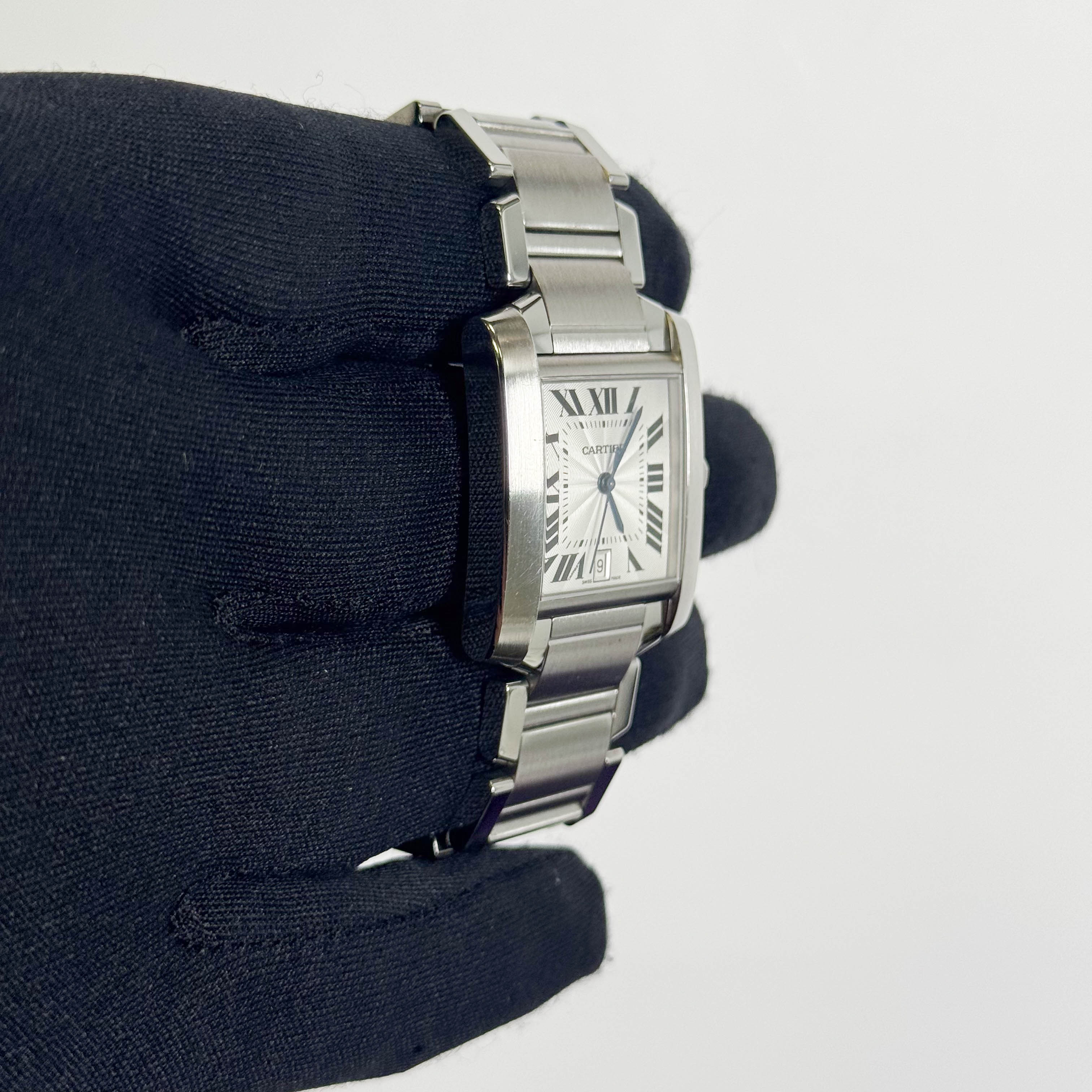 Cartier Tank Française Stainless Steel 28mm White Dial Watch Ref# W51002Q3 - Happy Jewelers Fine Jewelry Lifetime Warranty