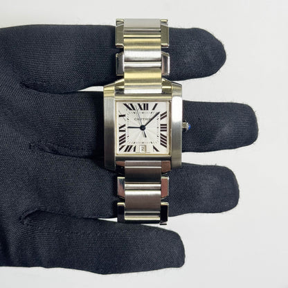 Cartier Tank Française Stainless Steel 28mm White Dial Watch Ref# W51002Q3 - Happy Jewelers Fine Jewelry Lifetime Warranty
