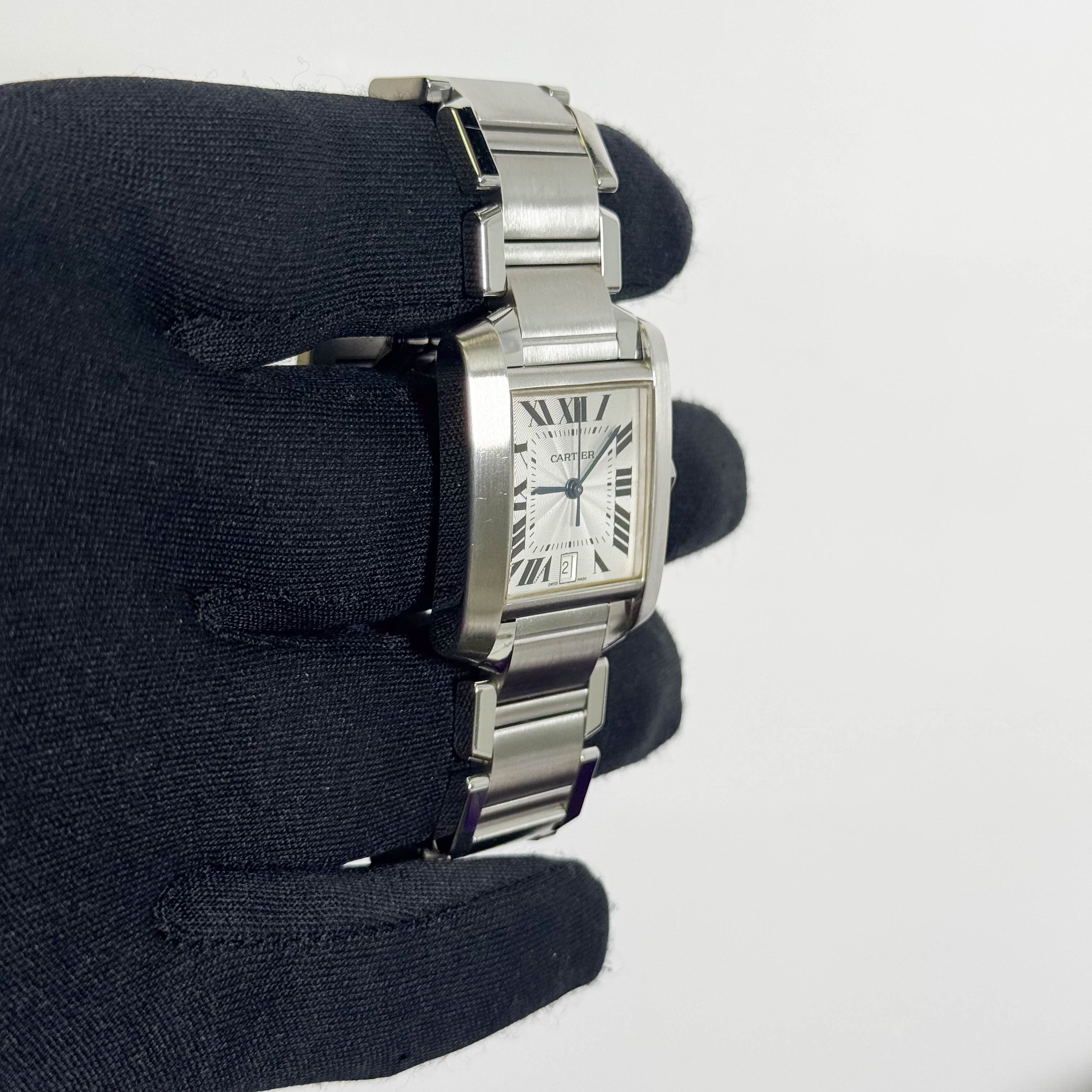 Cartier Tank Française Stainless Steel 28mm White Dial Watch Ref# W51002Q3 - Happy Jewelers Fine Jewelry Lifetime Warranty