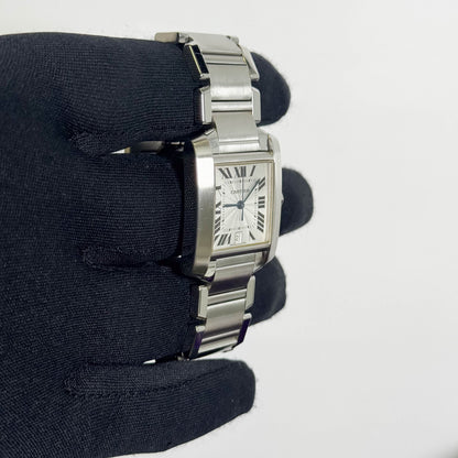 Cartier Tank Française Stainless Steel 28mm White Dial Watch Ref# W51002Q3 - Happy Jewelers Fine Jewelry Lifetime Warranty