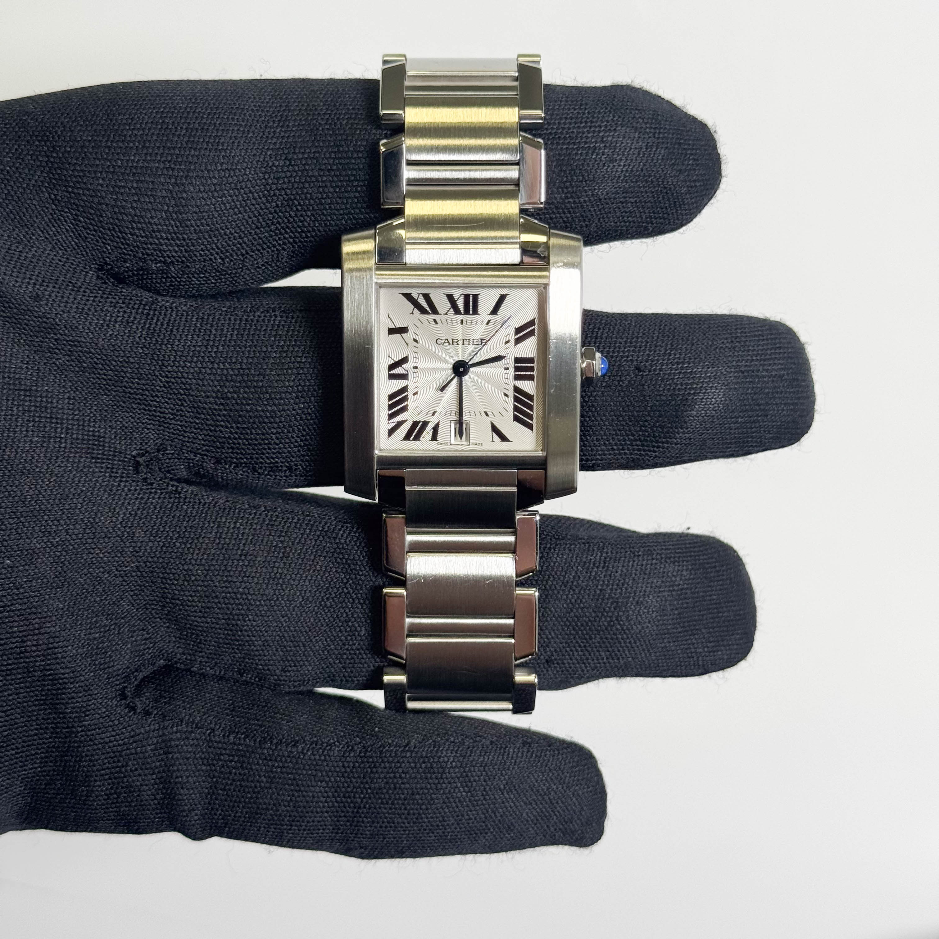 Cartier Tank Française Stainless Steel 28mm White Dial Watch Ref# W51002Q3 - Happy Jewelers Fine Jewelry Lifetime Warranty