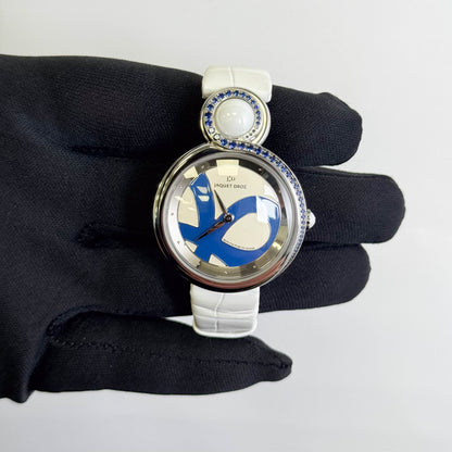 Jaquet Droz Elegance Paris Lady 8 Cloverleaf 35mm White/BlueDial Watch Ref# J014500242