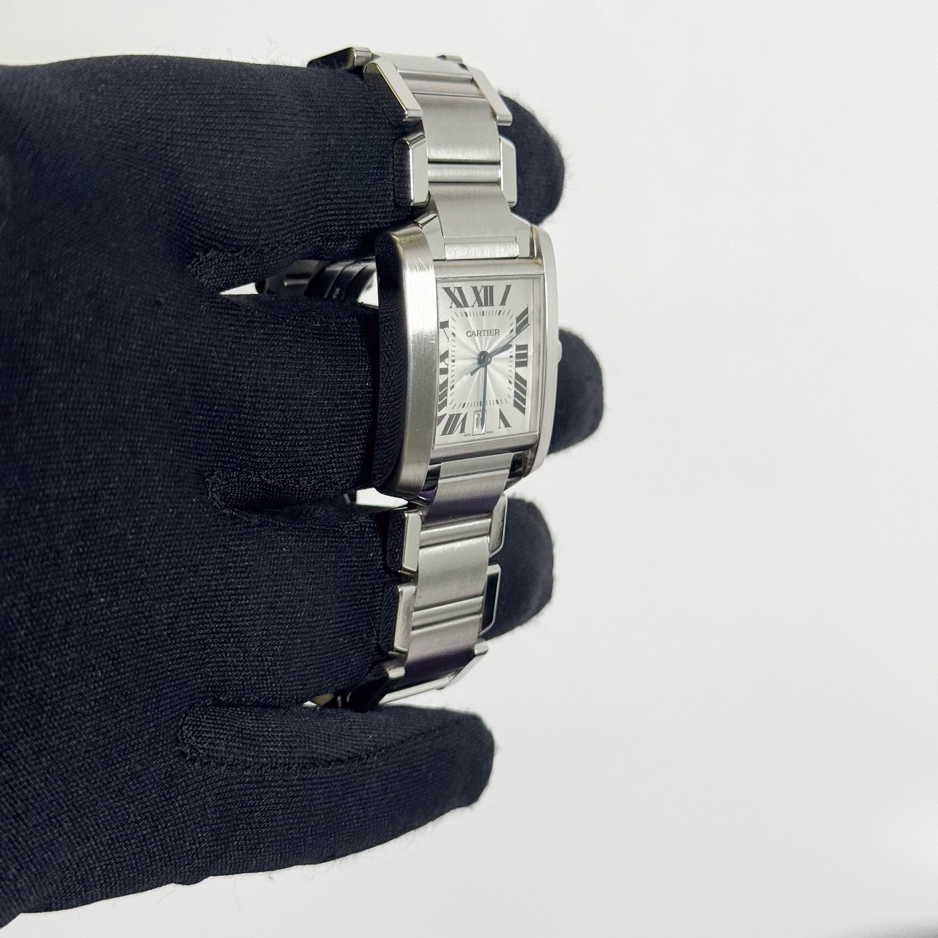Cartier Tank Française Stainless Steel 28mm White Dial Watch Ref# W51002Q3 - Happy Jewelers Fine Jewelry Lifetime Warranty