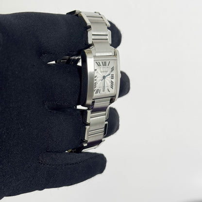 Cartier Tank Française Stainless Steel 28mm White Dial Watch Ref# W51002Q3 - Happy Jewelers Fine Jewelry Lifetime Warranty