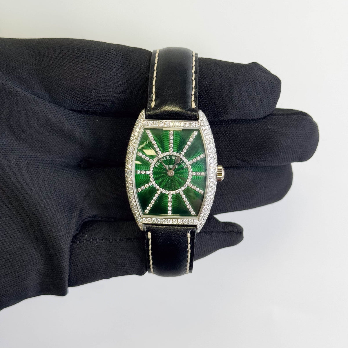 Franck Muller Cinttree Curvex 28 mm x 32 mm Green Dial Watch Ref# 750156MMD