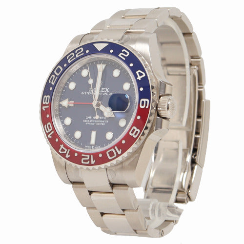 Rolex Mens GMT Master II White Gold 40mm Blue Dot Dial Watch Reference# 126719BLRO - Happy Jewelers Fine Jewelry Lifetime Warranty