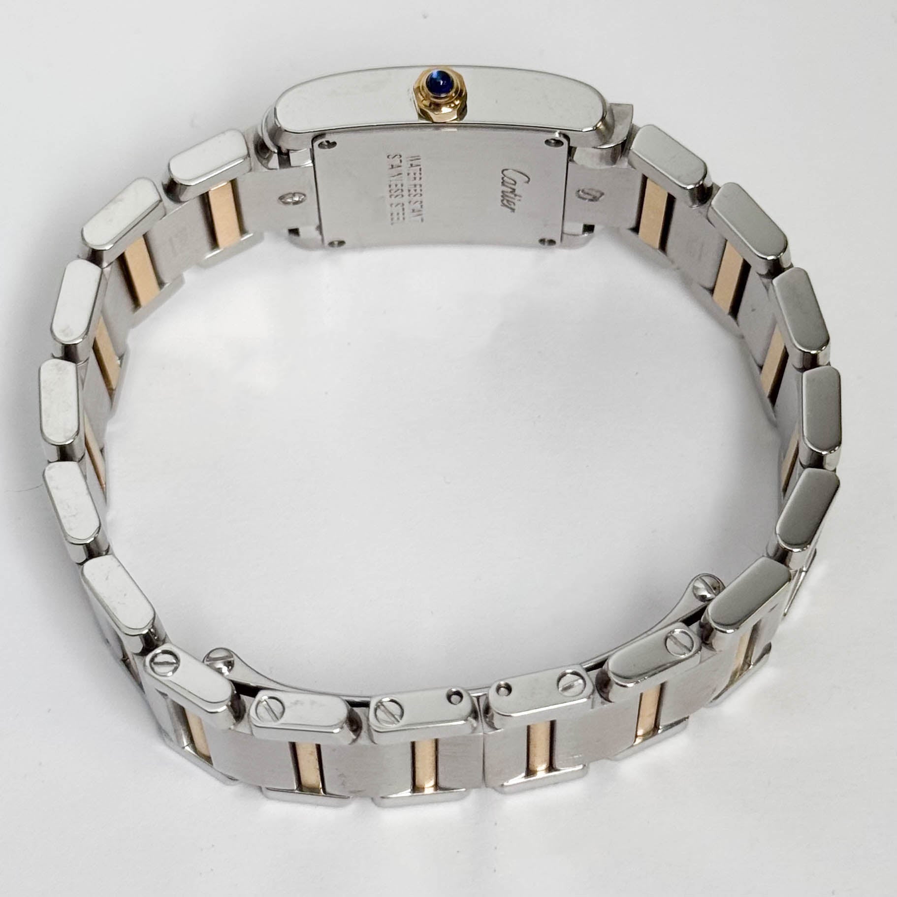 Cartier Tank Two-Tone Yellow Gold & Steel 25x20mm White Dial Watch Ref# W51007Q4 - Happy Jewelers Fine Jewelry Lifetime Warranty