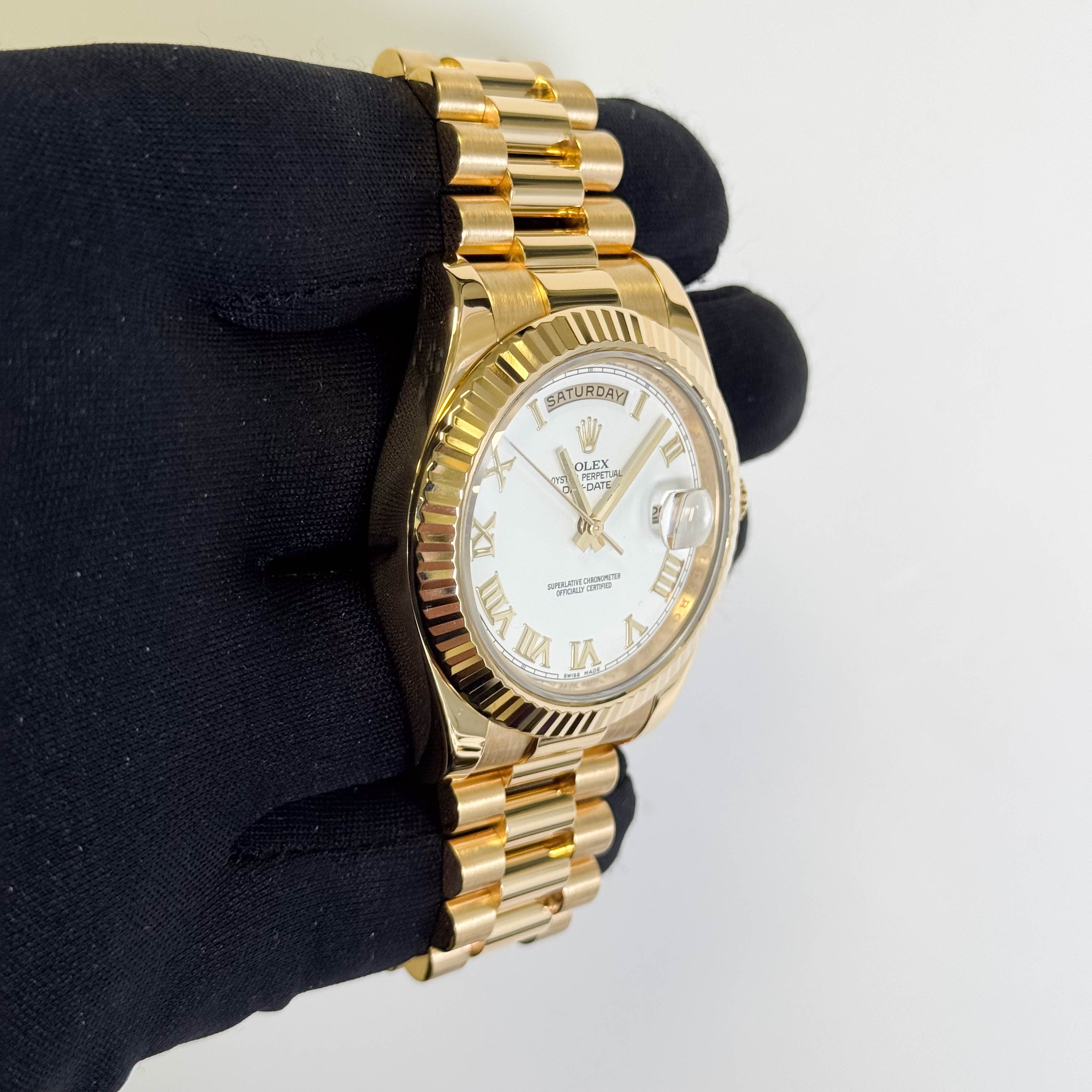 Rolex Day-Date 40mm White Dial Watch Ref# 218238 - Happy Jewelers Fine Jewelry Lifetime Warranty