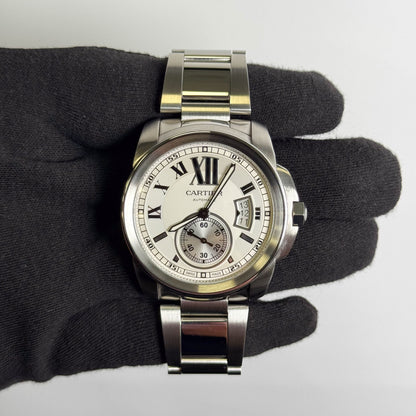 Cartier Calibre De 42mm Silver Dial Watch Ref# W7100015