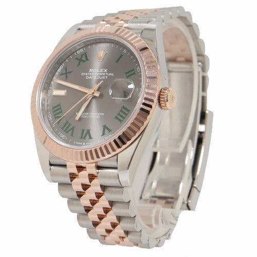 Rolex Mens Datejust Everose & Stainless Steel Wimbledon Dial Watch Reference# 126331 - Happy Jewelers Fine Jewelry Lifetime Warranty