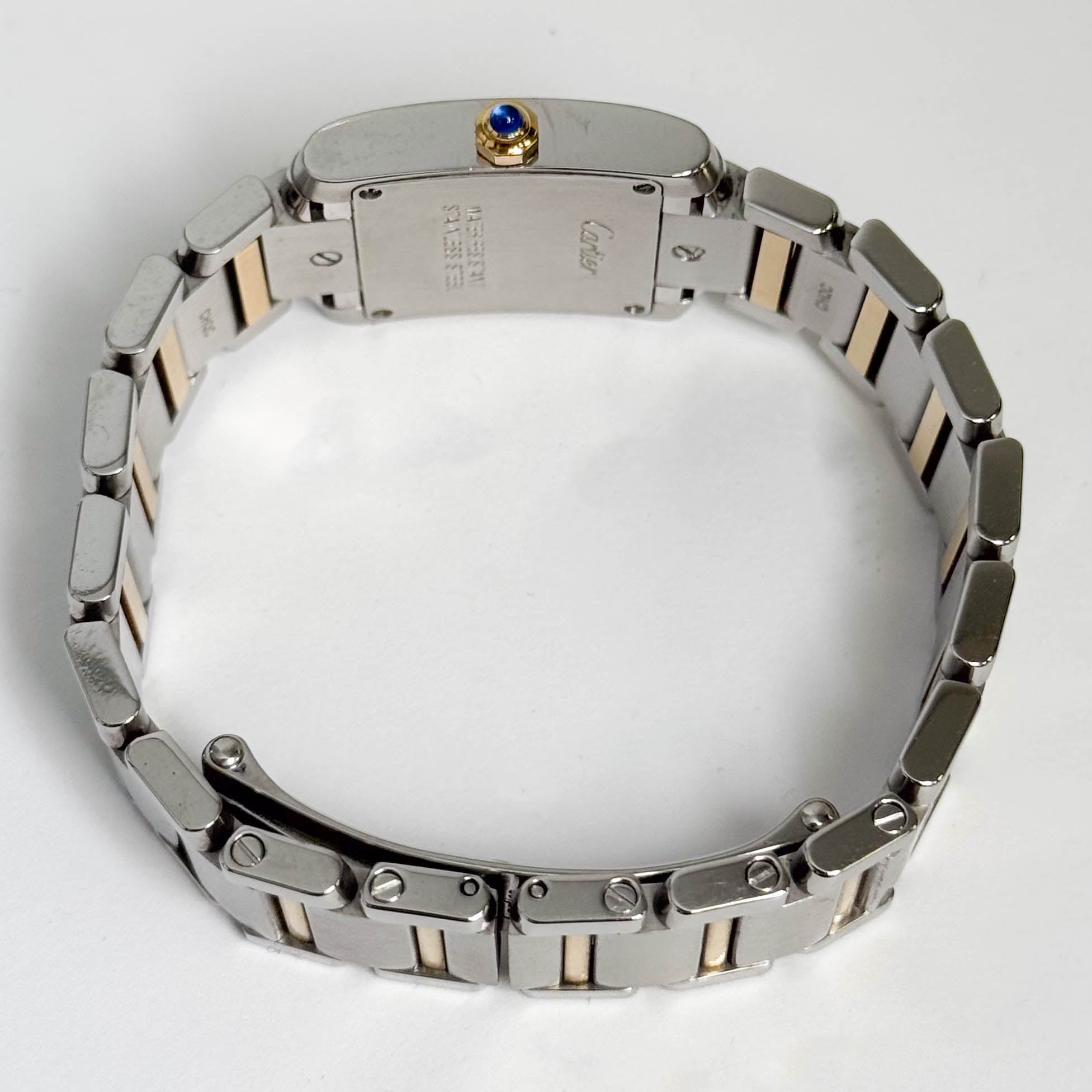 Cartier Tank Two-Tone Yellow Gold & Steel 25x20mm White Dial Watch Ref# W51007Q4 - Happy Jewelers Fine Jewelry Lifetime Warranty