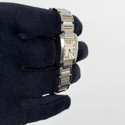 Cartier Tank Two-Tone Yellow Gold & Steel 25x20mm White Dial Watch Ref# W51007Q4 - Happy Jewelers Fine Jewelry Lifetime Warranty