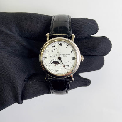 Patek Philippe Complications 36mm White Dial Watch Ref# 5054G-001
