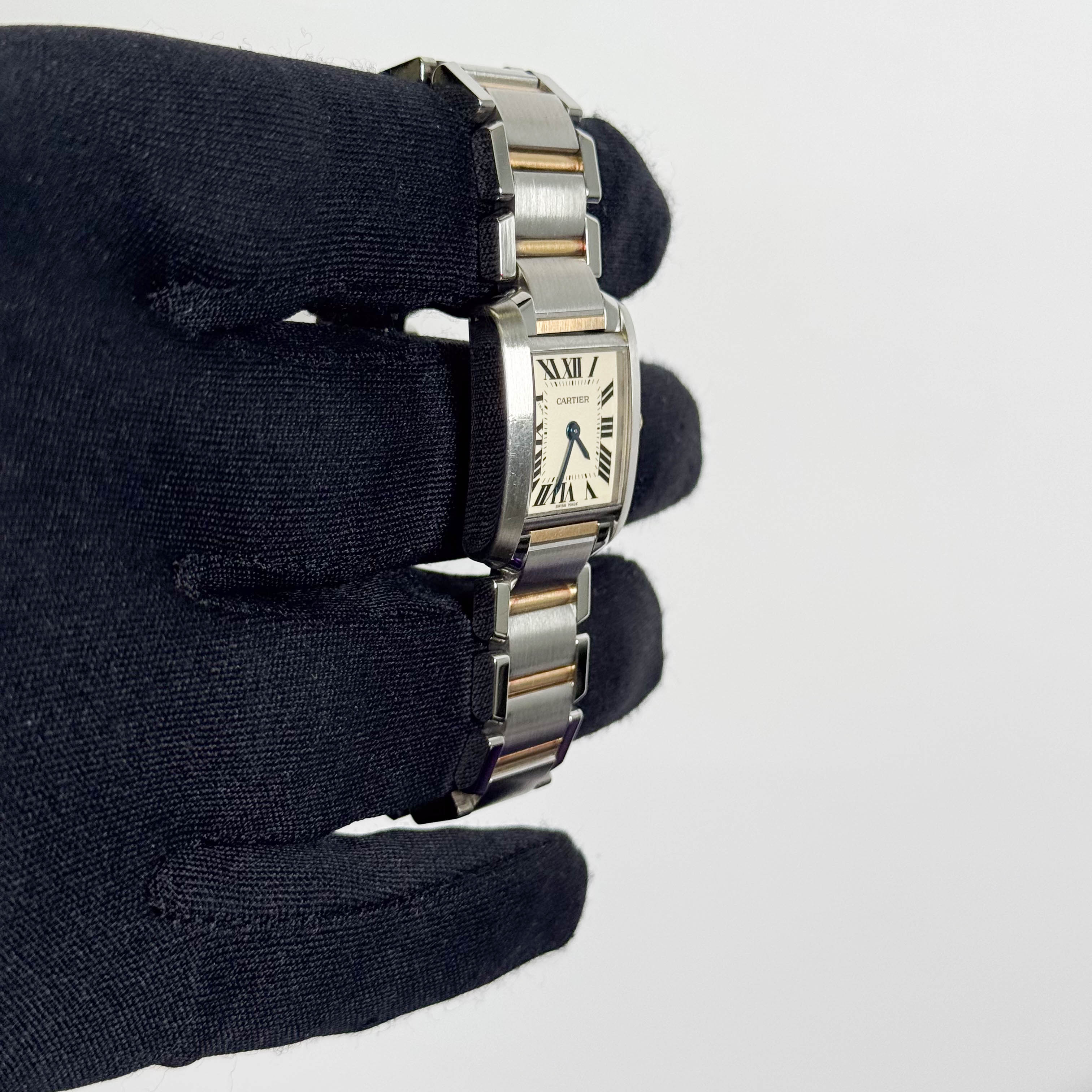 Cartier Tank Two-Tone Yellow Gold & Steel 25x20mm White Dial Watch Ref# W51007Q4 - Happy Jewelers Fine Jewelry Lifetime Warranty