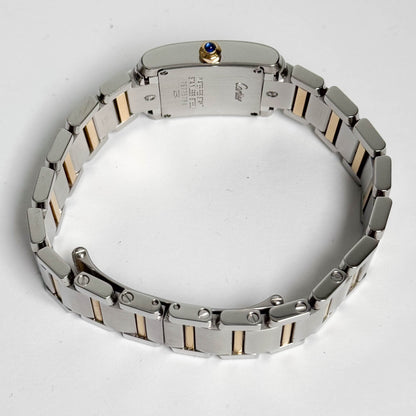 Cartier Tank Two-Tone Yellow Gold & Steel 25x20mm White Dial Watch Ref# W51007Q4 - Happy Jewelers Fine Jewelry Lifetime Warranty