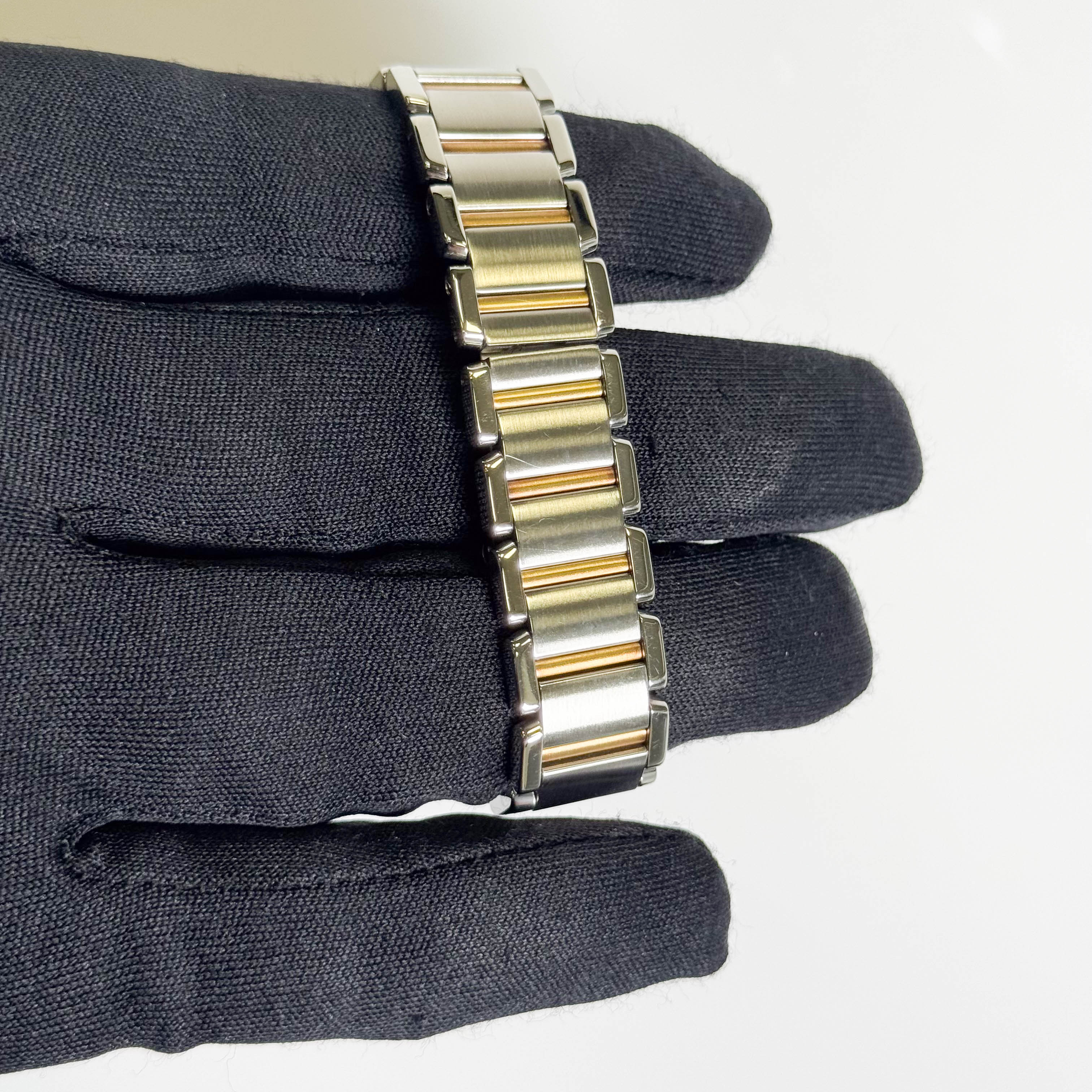 Cartier Tank Two-Tone Yellow Gold & Steel 25x20mm White Dial Watch Ref# W51007Q4 - Happy Jewelers Fine Jewelry Lifetime Warranty