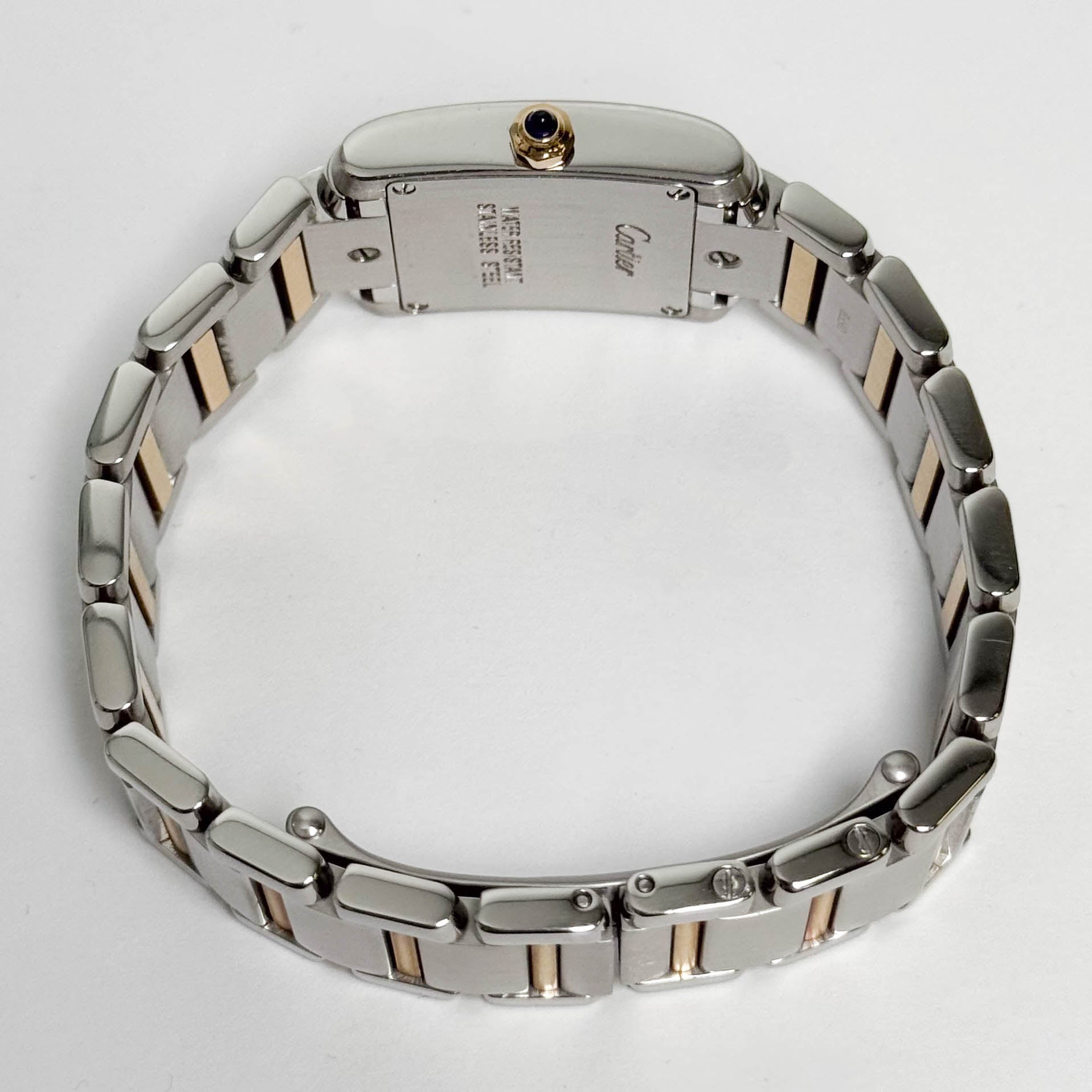 Cartier Tank Two-Tone Yellow Gold & Steel 25x20mm White Dial Watch Ref# W51007Q4 - Happy Jewelers Fine Jewelry Lifetime Warranty