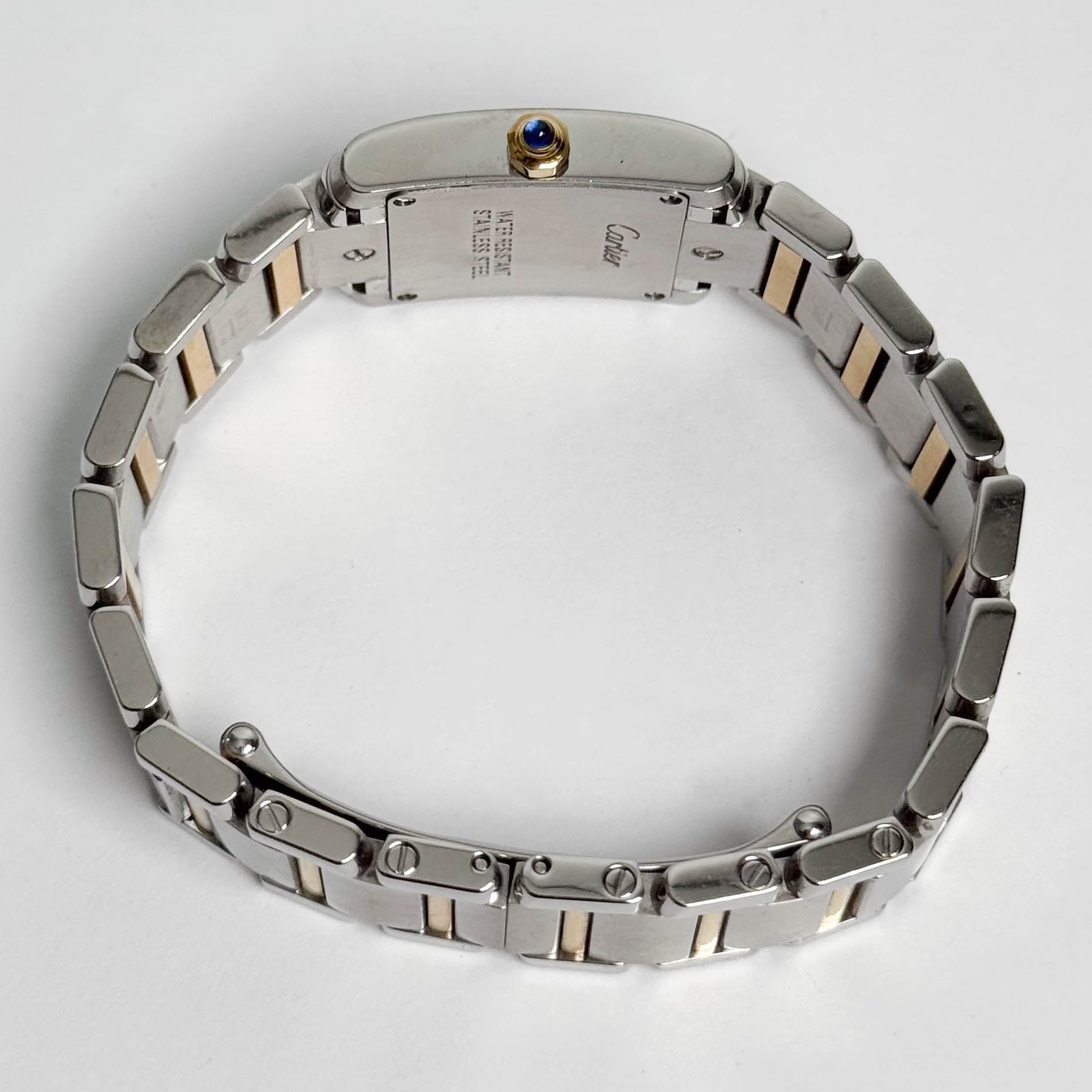 Cartier Tank Two-Tone Yellow Gold & Steel 25x20mm White Dial Watch Ref# W51007Q4 - Happy Jewelers Fine Jewelry Lifetime Warranty