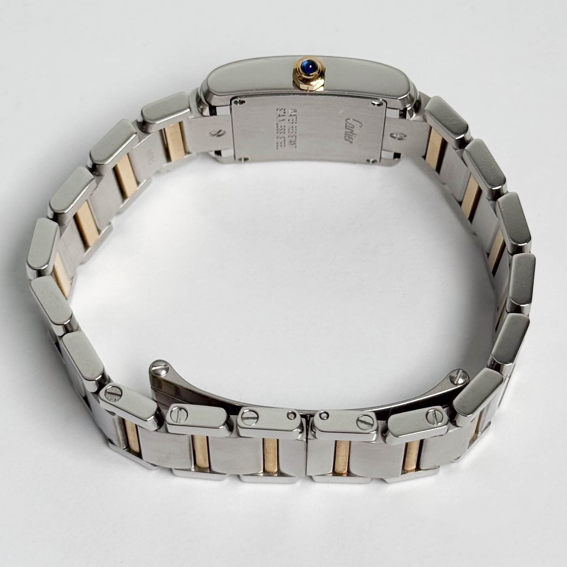 Cartier Tank Two-Tone Yellow Gold & Steel 25x20mm White Dial Watch Ref# W51007Q4 - Happy Jewelers Fine Jewelry Lifetime Warranty