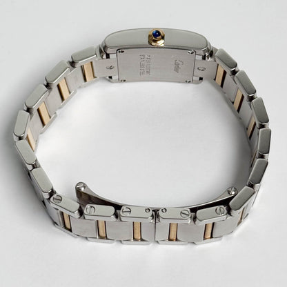 Cartier Tank Two-Tone Yellow Gold & Steel 25x20mm White Dial Watch Ref# W51007Q4 - Happy Jewelers Fine Jewelry Lifetime Warranty