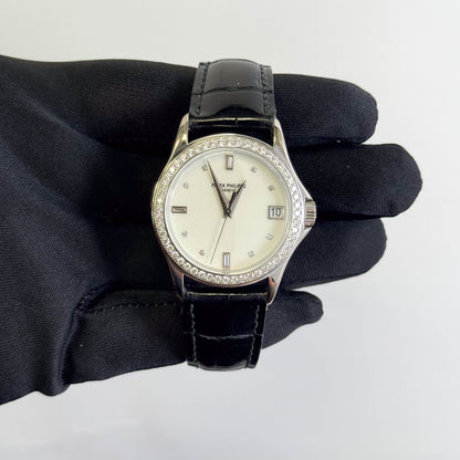 Patek Philippe Calatrava 37mm White Dial Watch Ref# 5108G-012