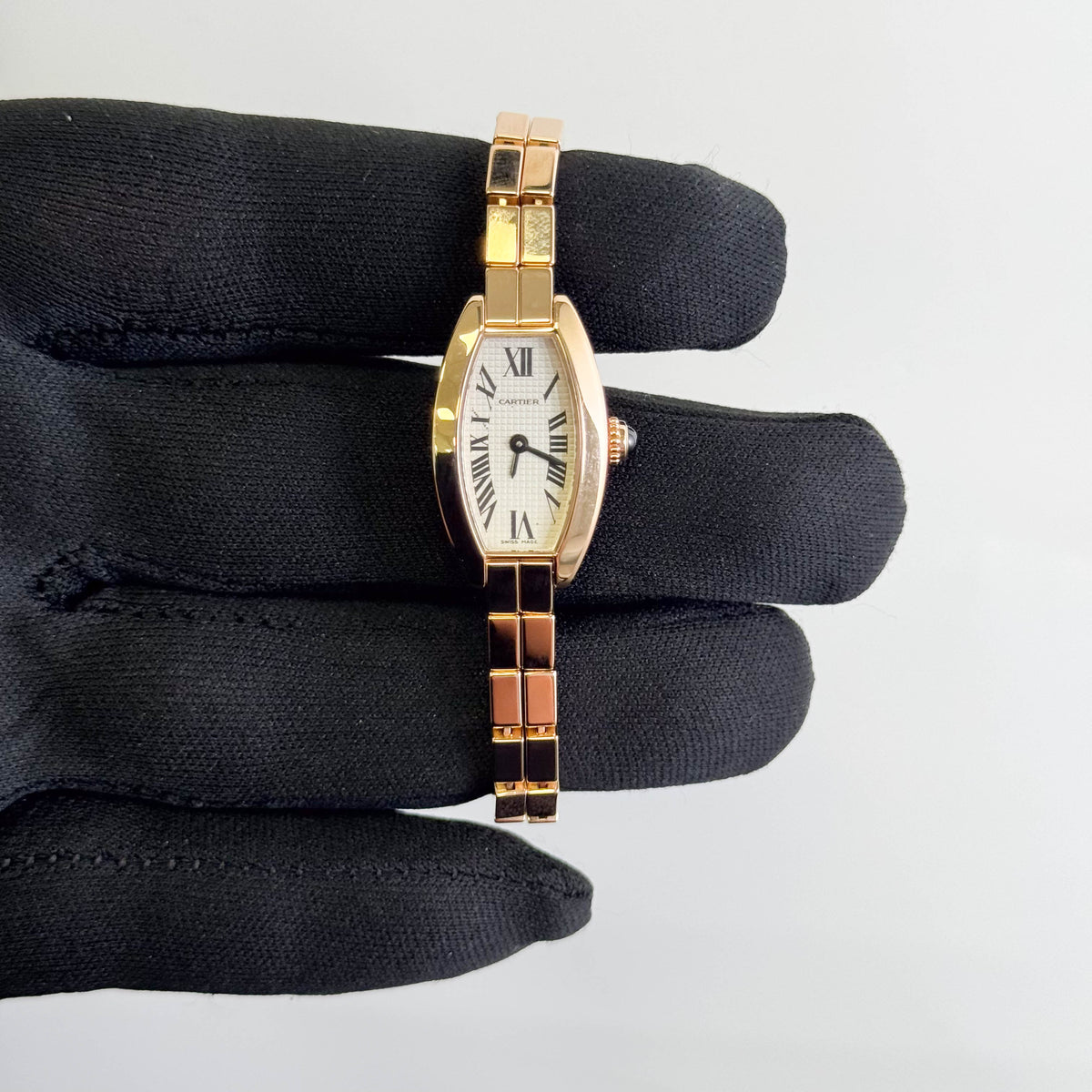 Cartier  Mini Tonneau Lanières 16mm White Dial Watch Ref# W15361X3