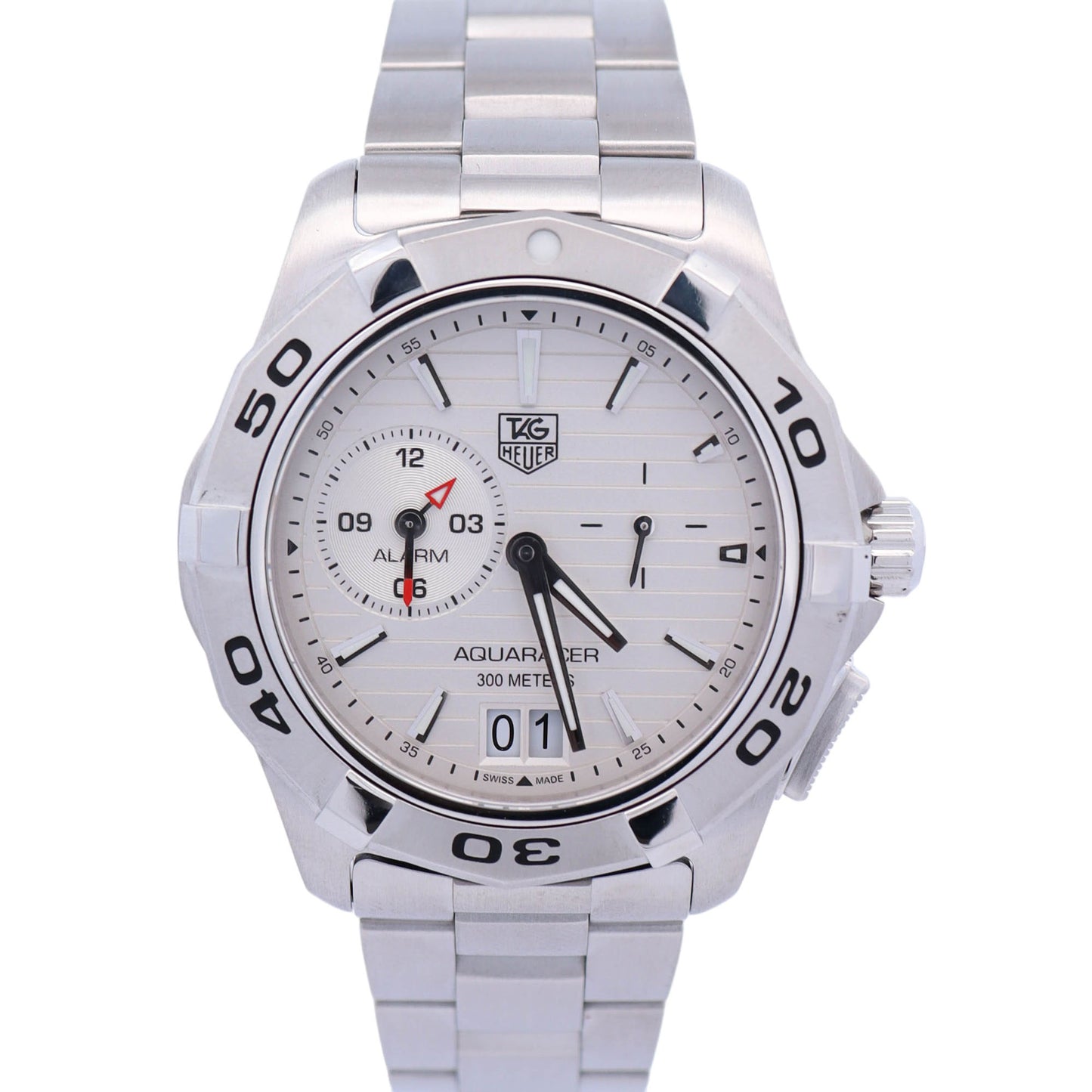 Tag Heuer Aquaracer 40mm White Dial Watch Ref# WAP111Y