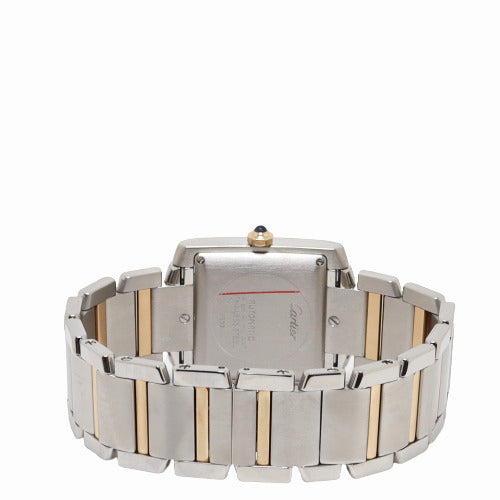 Cartier Ladies Tank Francaise Yellow Gold & Stainless Steel 25mm x 20mm White Roman Dial Watch Reference# W51005Q4 - Happy Jewelers Fine Jewelry Lifetime Warranty