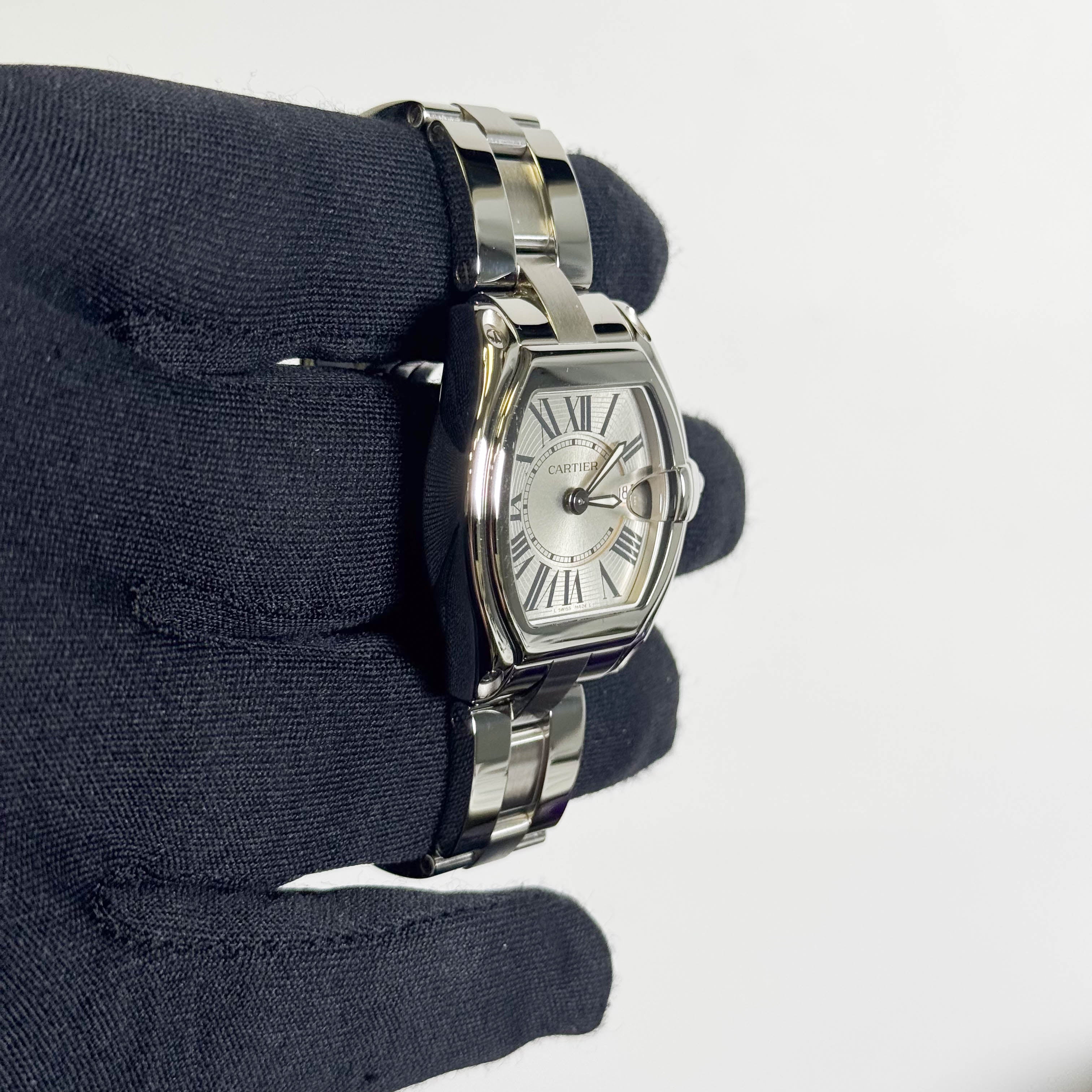 Cartier Roadster Stainless Steel 31mm Silver Dial Watch Ref# W62016V3 - Happy Jewelers Fine Jewelry Lifetime Warranty