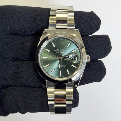 Rolex Datejust 41mm Green Dial Watch Ref# 126300 - Happy Jewelers Fine Jewelry Lifetime Warranty
