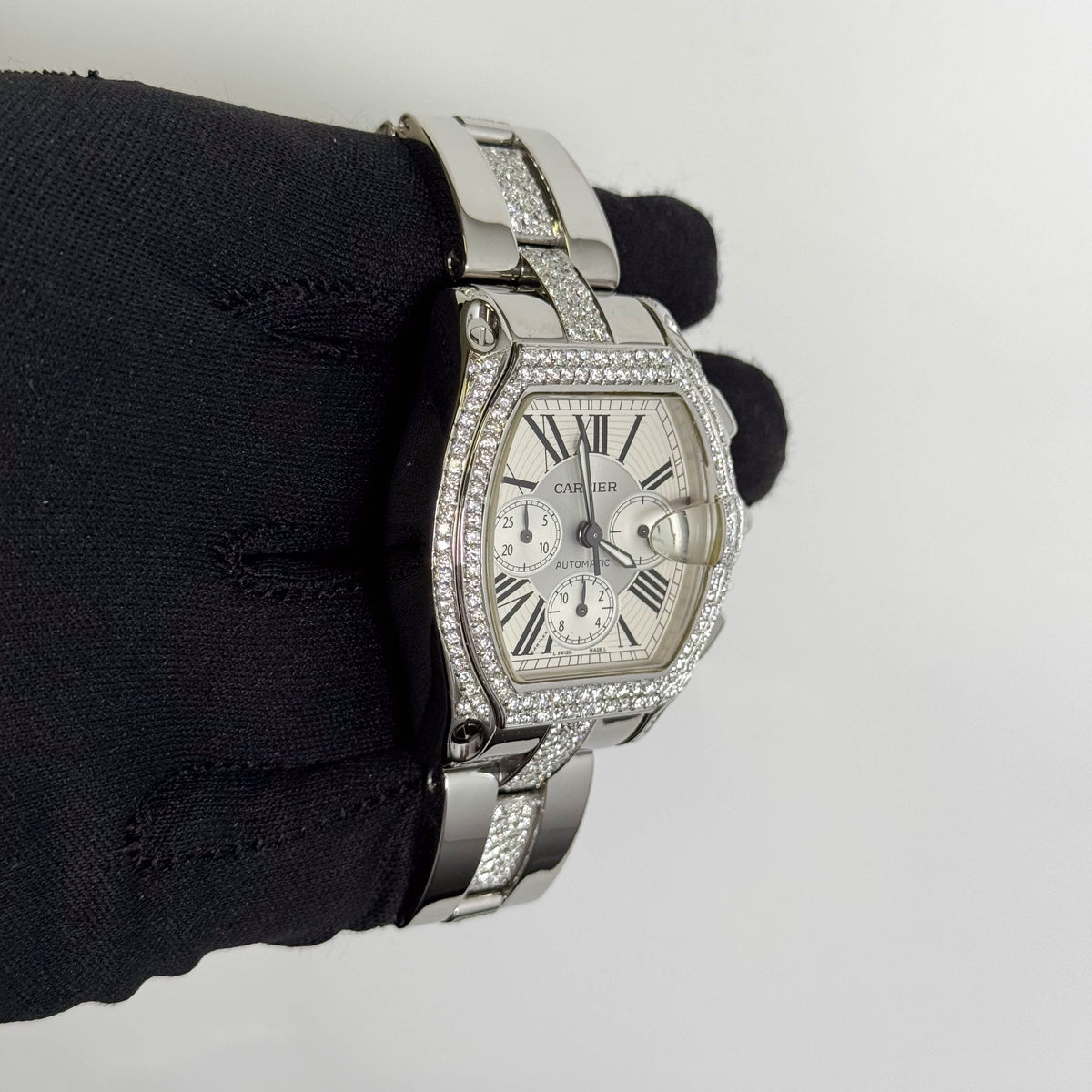 Cartier Roadster 48mm Silver Chronograph Dial Watch Ref# W62019X6 - Happy Jewelers Fine Jewelry Lifetime Warranty