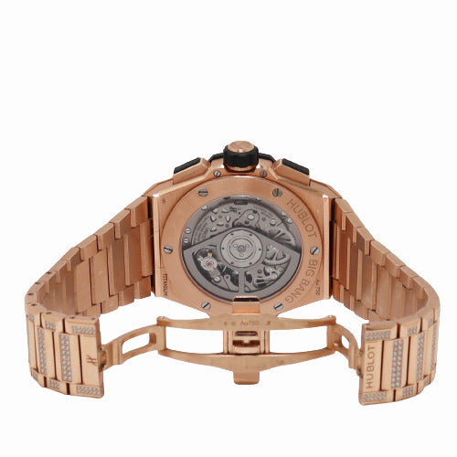 Hublot Mens Big Bang Integrated King Gold Pave Rose Gold Skeleton Dial Watch Matte Black Skeleton Dial Watch Reference# 451.OX.1180.OX.3704 - Happy Jewelers Fine Jewelry Lifetime Warranty