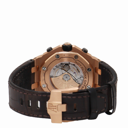 Audemars Piguet Royal Oak Offshore Rose Gold 42mm Grey Chronograph "Mega Tapisserie" Dial Watch Reference# 26470OR.OO.A125CR.01 - Happy Jewelers Fine Jewelry Lifetime Warranty